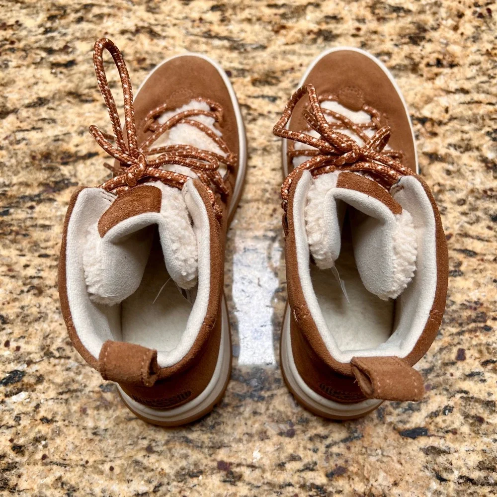 UGG Lakesider Heritage Mid Chestnut Suede Boots Women 7.5 Winter Sherpa